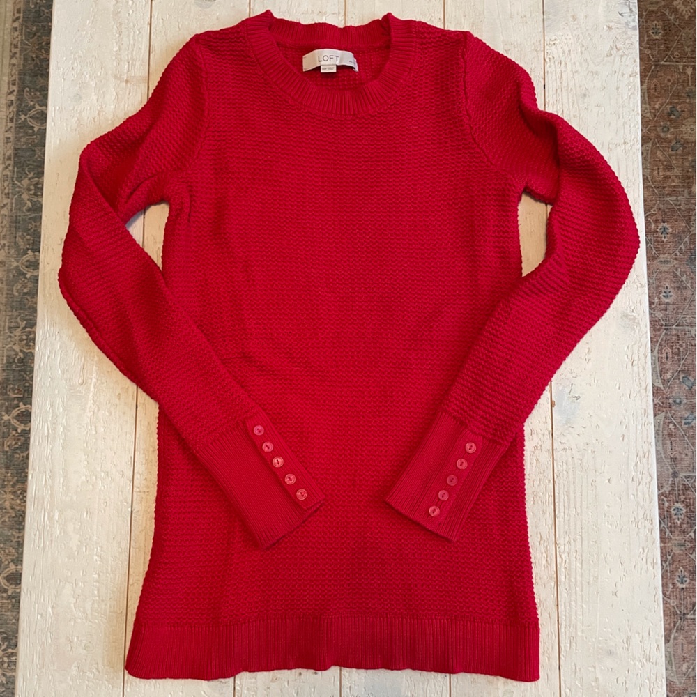 Ann Taylor Loft XSP Red Sweater 100% Cotton